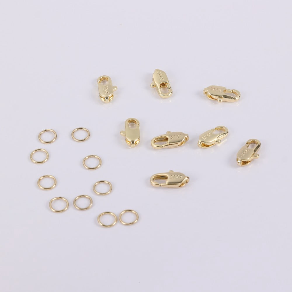 Lancharmed 14K Gold Plated Square Clasp 8 Open Jump Rings 10 Necklace Jewellery Clasp Necklace Extenders for Women Women Gifts