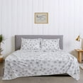 thumbnail image 4 of Sleepdown 100% Cotton Flannel Sheets Cal King Size Bed Sheets Set Deep Pockets Brushed Flannel with Elastic Fitted Sheet Set, Soft & Cozy Sheets 4 Pc Bedding and Pillowcase set, Grey Snowflakes, 4 of 5