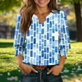 thumbnail image 2 of YUGYXL Womens Tops Casual Tropical Flower Blouses Ruffle Sleeve V Neck 3/4 Length Sleeve Womens Tops Shirts A Blue XXL, 2 of 5
