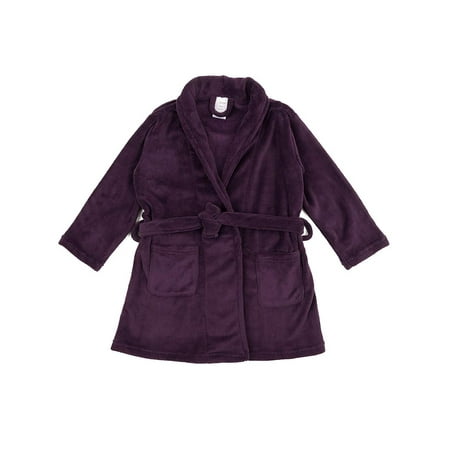 Girls Fleece Shawl Collar Robe - Leveret Kids Robe Boys Girls Bathrobe Shawl Collar Fleece Sleep Robe Purple Size 6 Years