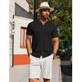 thumbnail image 6 of COOFANDY Mens Knit Shirt Short Sleeve Button Down Shirts Casual Summer Beach Vintage Polo Shirts, 6 of 8