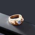thumbnail image 5 of Gem Stone King 18K Rose Gold Plated Silver Men's Solitaire Ring Round Persian Blue Moissanite and 1.93cttw, 5 of 5