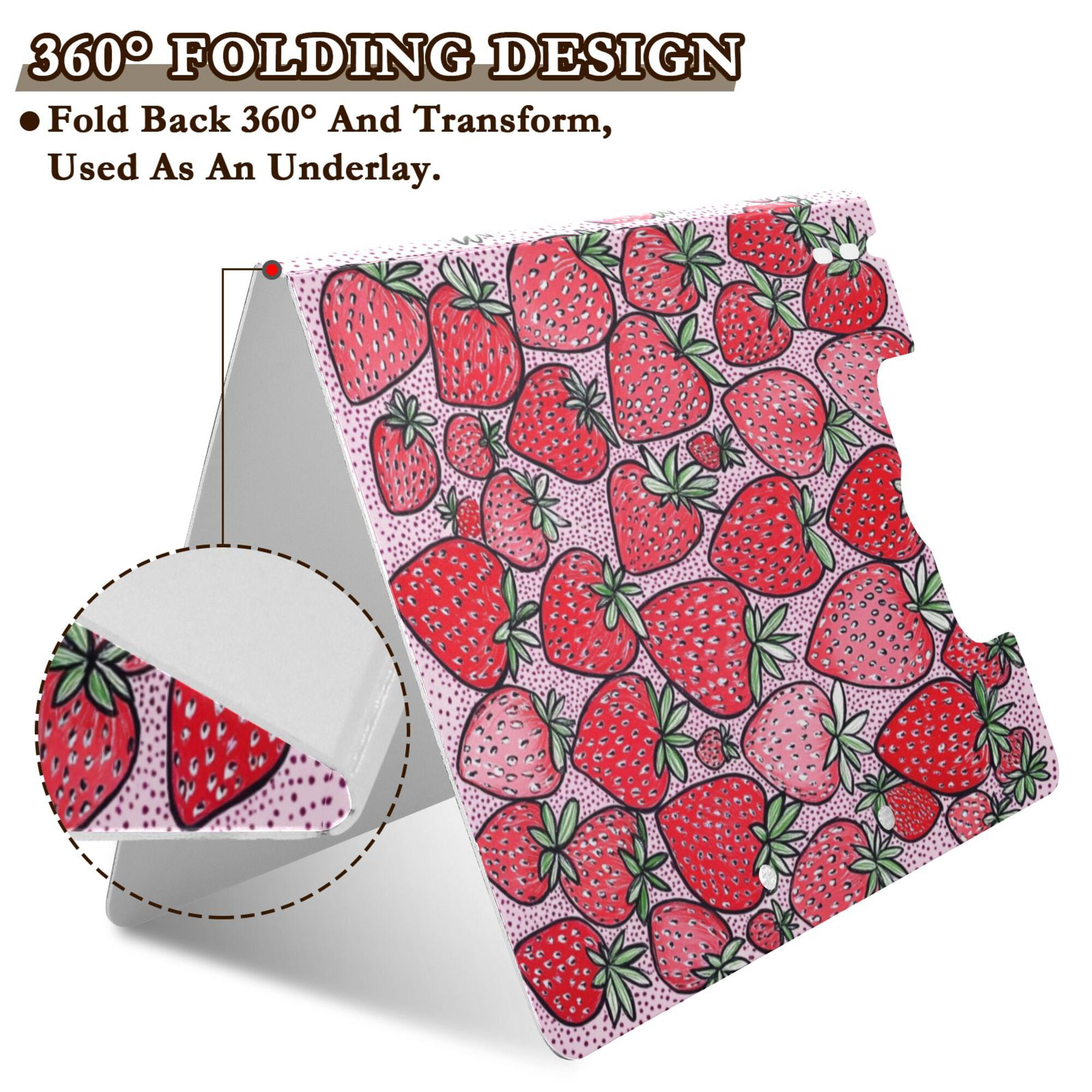 FORMRS A4 Clipboard Folder with Pen Holder Horizontal Foldable School Office Binder, Sweet Strawberry