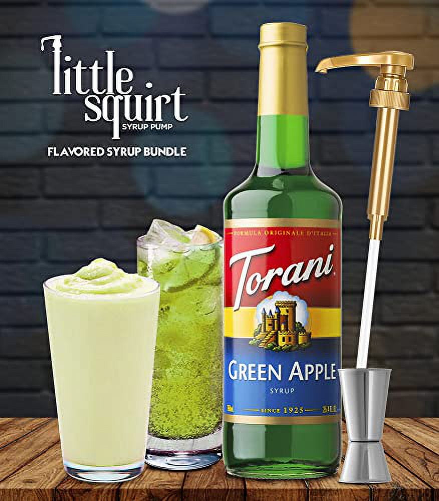 Torani Green Apple Syrup with Little Squirt Syrup Pump, 750ml 25.4 Ounces
