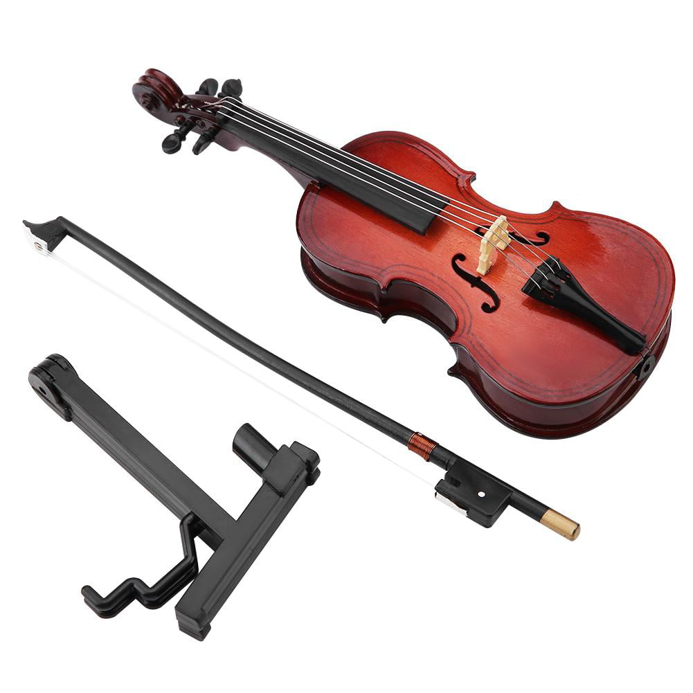 5.5in Exquisite Wood Cello Replica Mini Wooden Musical Instrument Ornaments Gifts for Or Musician Friends with A Stand and Case
