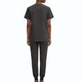 thumbnail image 4 of Minjewel Women's V-Neck Short Sleeve Two-Piece Scrubs for Women Set with Pockets, Soft & Durable Medical Scrub Set for Hospital & Clinic Wear,Black L, 4 of 5