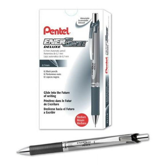 Pentel EnerGize Mechanical Pencil (0.7mm) Black Accents, Box of 12 (PL77A)