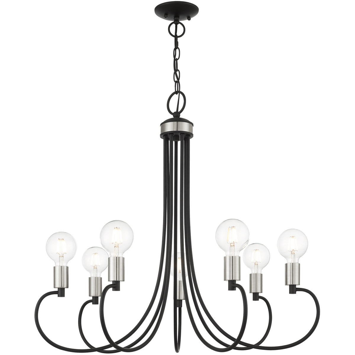 7 Light Black Chandelier with Steel base material