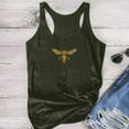 thumbnail image 3 of ERkkoi Summer Tops for Womens Graphic Tank Tops Casual Size Print Round Plus Sleeveless Neck Womens Vacation Tank Camisole Army Green XXL, 3 of 5