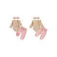 thumbnail image 2 of Cjfdfy Newborn Baby Girl Fall Winter Outfits New To The Crew Letter Embroidery Ruffle Long Sleeve Ribbed Romper Bow Pants Headband Infant Cute Bow Fall Winter Outfits, 2 of 9