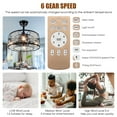 thumbnail image 5 of G · PEH Caged Ceiling Fan with Light and Remote Control,Reversible Motor Timing 18'' Crystal Ceiling Fan with 144 Crystal Beads,6 Speeds Adjustable Flush Mount Ceiling Fan Light, 5 of 9