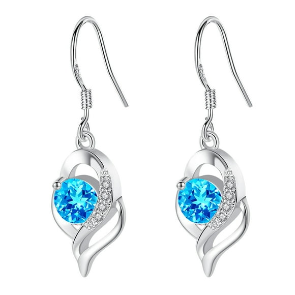 1 par de pendientes largos con temperamento, de moda, con circonitas, decorativos, para mujer (diamante azul)
