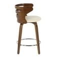 thumbnail image 3 of Cosini Mid-Century Modern Counter Stool With Swivel In Walnut And Cream Faux Leather - Set Of 2, 3 of 7