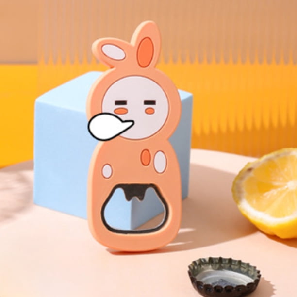 Abridor de botellas de cerveza con forma de conejos bonitos Abridor de botellas casero Levantador de botellas Adhesivo magnético para nevera Abridor de botellas con dibujos animados Akmoler