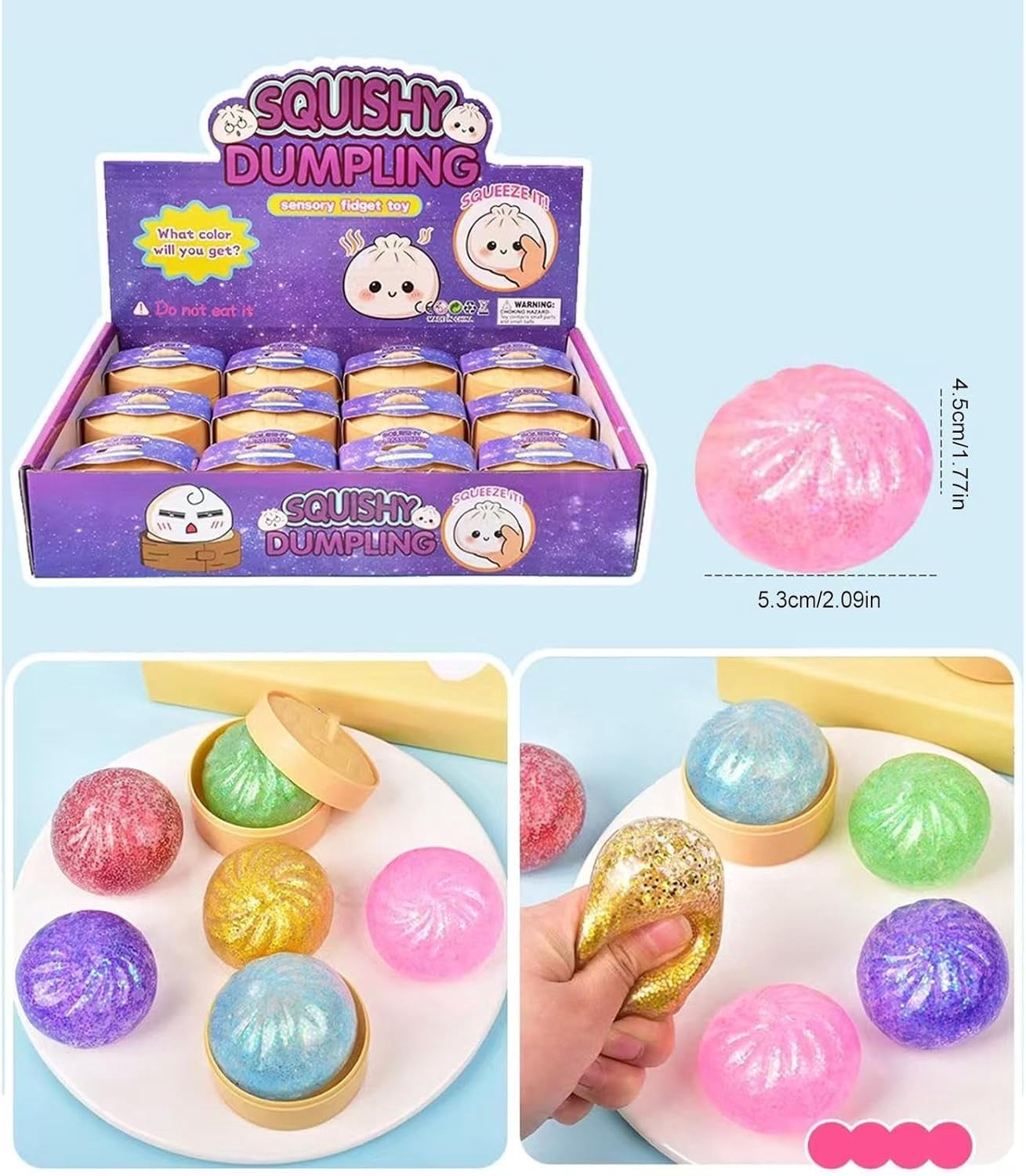 12PCS Dumpling Squishy Dumpling Squishy Bao Bun, Colorful Dumplings Soft Dumplings Squeeze, Easter Gift Party Favor for Easter Basket Stuffers