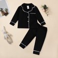 thumbnail image 2 of Ulanda Baby Button Down Pajamas Set Shirt and Pants Toddler Cotton Pjs Long Sleeve Sleepwear (Black, 18-24 Months), 2 of 4