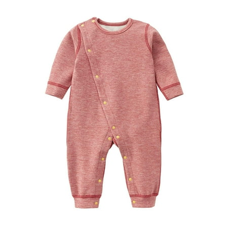 

GDEGE Children Casual Fashion Romper Jumpsuit Baby Girls Boys Warm Soft Romper Jumpsuit 0 24 Months Baby Solid Color Rompers Winter Outfits Baby Soft Warm Comfortable Romper Jumpsuit