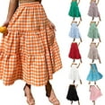 thumbnail image 7 of KOMOO Women Boho Maxi Skirt Floral Pleated A-Line Skirts Flowy Tiered Pockets Beach Skirt, 7 of 7
