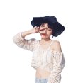 thumbnail image 2 of Kmbangi Female Visor Cap Solid Color Ruffled Sun Hat Hollow Out Bucket Hat, 2 of 9