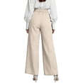 thumbnail image 4 of Women's Asymmetrical Hem Wide Leg Pants High Waist Button Front Wrap Casual Pants Khaki XL, 4 of 4