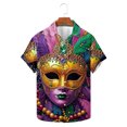 thumbnail image 5 of JURANMO Daily Deals Clearance Mens Hawaiian Shirts Novelty Mask Graphic Printed T-Shirt Casual Lapel Button Up Vacation Summer Top Multicolor 5XL, 5 of 6