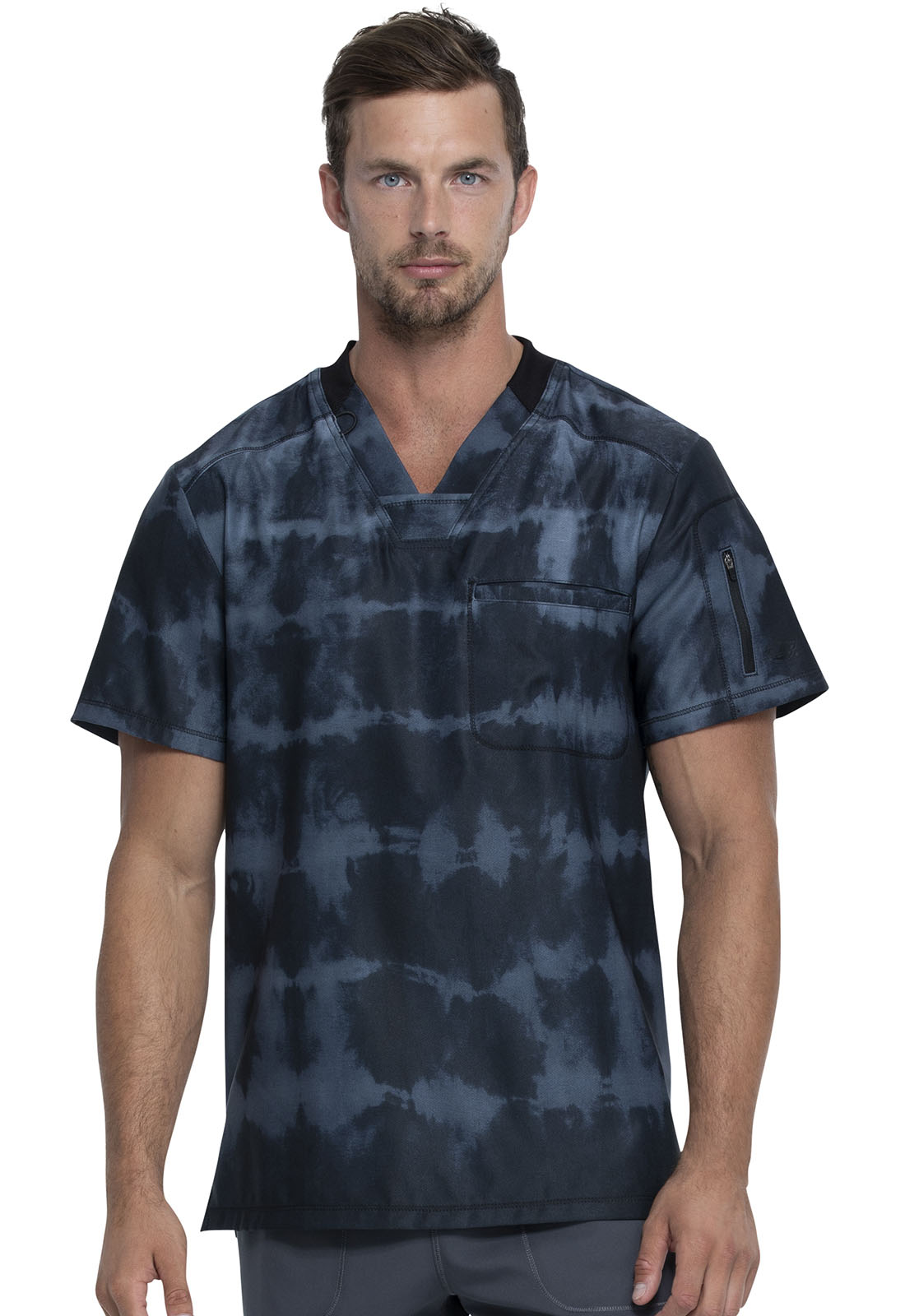 Dickies Dynamix Medical Scrubs Top for Men VNeck DK613, XS, Tie Dye