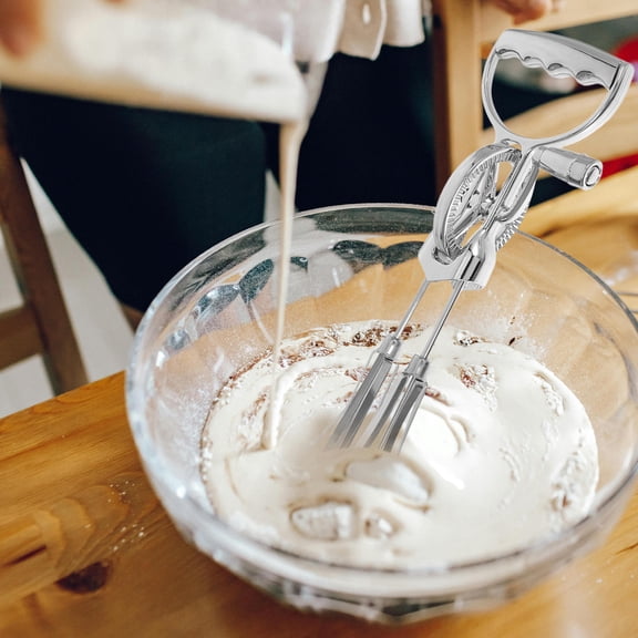 HAMPPLIES Manual Hand Mixer Blender Set with Stainless Steel and Silicone for Daily Baking and Cooking