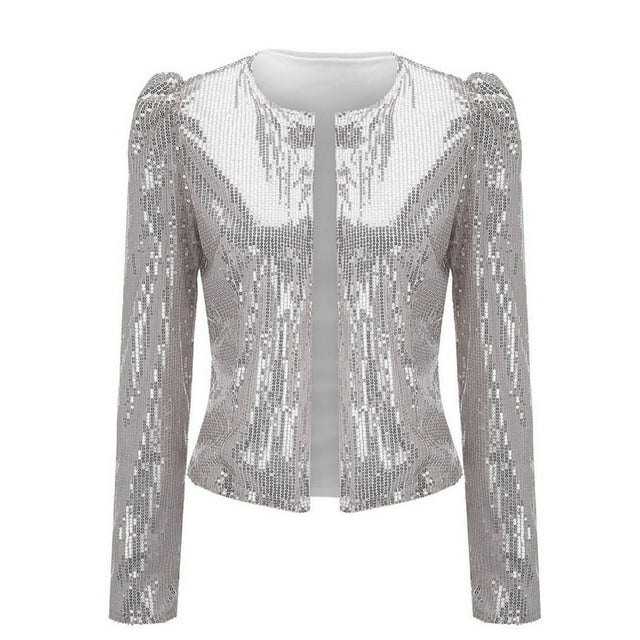 SHIXIAOO Femmes Décontracté Mode Paillettes Sequins Scintillant Cardigan Veste Chandail pour Femmes Vestes Manches Longues Décontracté Décontracté Veste en Cuir Femmes à Capuche Femmes Vestes Décontractées pour Femmes Petite Mode