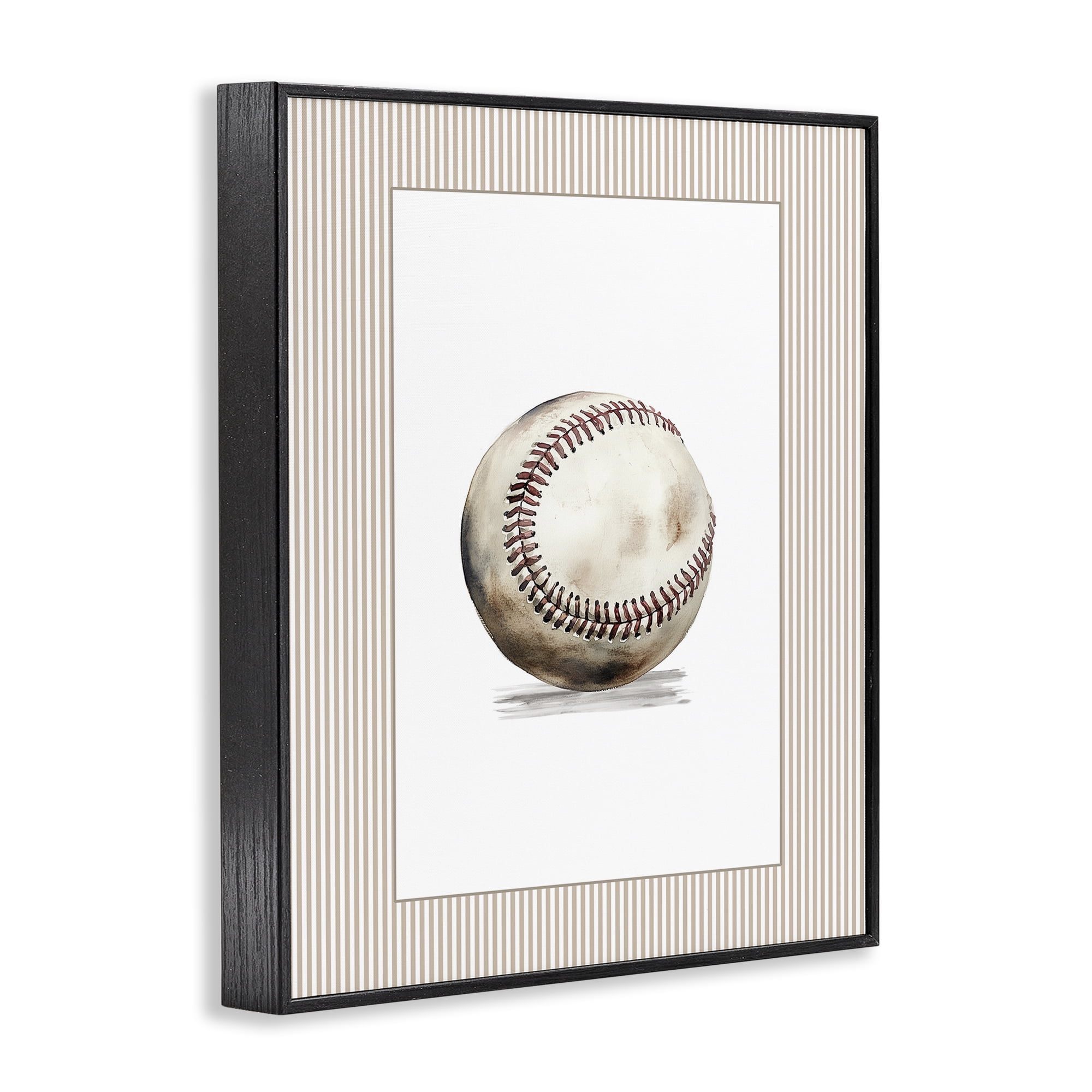 Stupell Industries Vintage Sports Baseball Black Framed Giclee Art, design by Christine Simpson Art