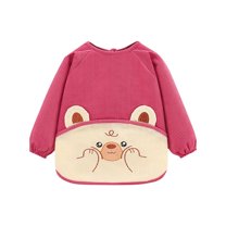 Gpaecead Baby Bib For Eating Long Sleeve Apron Dirt Proof Reverse Wearing Corduroy Baby Bib Hot Pink