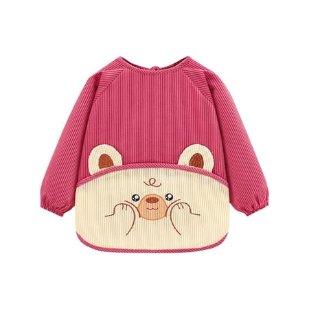 Baby Bibs with Long Sleeve Bib Coverall Bibs for Baby Feeding Soft and Skin-Friendly Material Machine Washable Waterproof and Easy to Clean Baby Infant Toddlers Hot Pink 7 Years