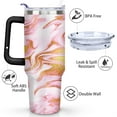 thumbnail image 3 of Pink & Gold Marble 40oz Stainless Steel Vacuum Insulated Tumbler with Lid and Straw Gifts for Mom Friend Sister Grandma, 3 of 7