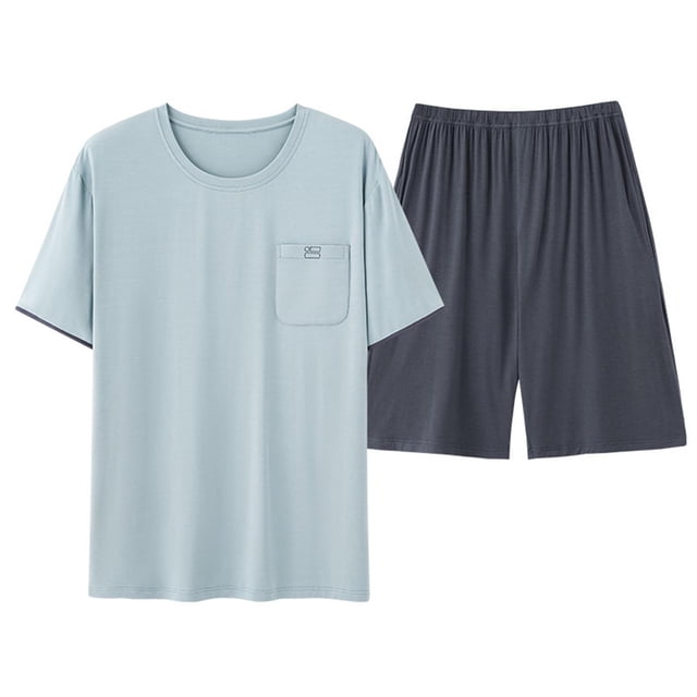 Ceisia Men's Plus Size Loose Fit Modal Cotton Crew Neck T-Shirt & Shorts Set - Breathable Soft Casual Two-Piece Loungewear Gifts