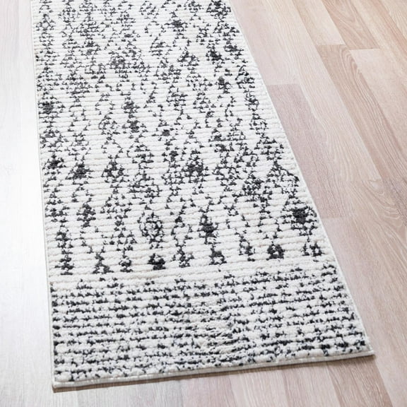 Unique Loom Morocco Collection Area Rug - Medina (2' 2" x 6' 1" Runner Ivory/Black)