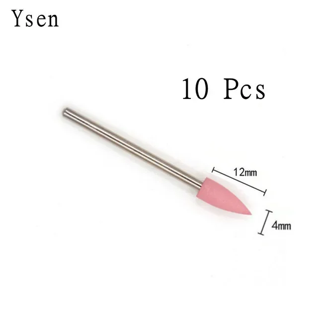 Pulidor de goma de silicona, cabezal de molienda de 2,35mm, broca de uñas, taladro eléctrico para manicura, accesorio para máquina, 10 unidades por juego