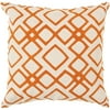Art of Knot Beaumont Hand Crafted Wool Embroidery Linen Decorative Pillow with Poly Filler, Orange