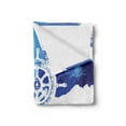 thumbnail image 2 of Nautical Soft Flannel Fleece Throw Blanket, Vivid Ocean Back with Paint Effects with Wind Rose and Rudder Cruise Image, Cozy Plush for Indoor and Outdoor Use, 50" x 60", Blue and White, by Ambesonne, 2 of 5