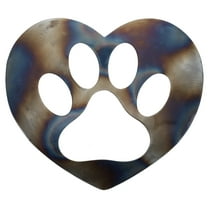 Metal Heart & Dog/Cat Paw Wall Decor - Rustic Glossy Pet Art with a Torched Finish