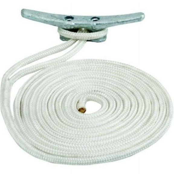 Sea Dog Marine 302112010WH-1 0.5 x 10 ft. Double Braid Nylon Line, White for 3-302112010Wh-1