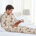thumbnail image 6 of Logiee Retro Rooster Print Mens Long Sleeve Pajama Set,Notched Collar Pajamas for Men, Men's Sleepwear,Mens Sleepwear with Pockets & Button Down-XX-Large, 6 of 7