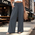 thumbnail image 2 of Posijego Women's Plus Size Pants Ruffled Elastic Waist Wide Leg Casual Trousers Flowy Dress Palazzo Pants with Pockets, 2 of 9