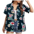 thumbnail image 2 of Women's Dressy Business Shirts Short Sleeve Collared Floral Print Casual Fashion Spring Tops Work Button Down Blouses, 2 of 6