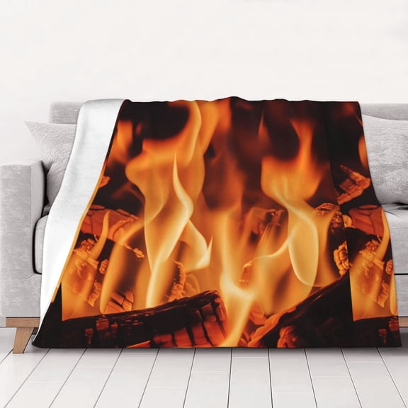 Colorful Fire Flame Throws Blanket Fleece Soft Cozy Warm Plush for Travel Chair Bedroom Living Room Sofa 80"x60"