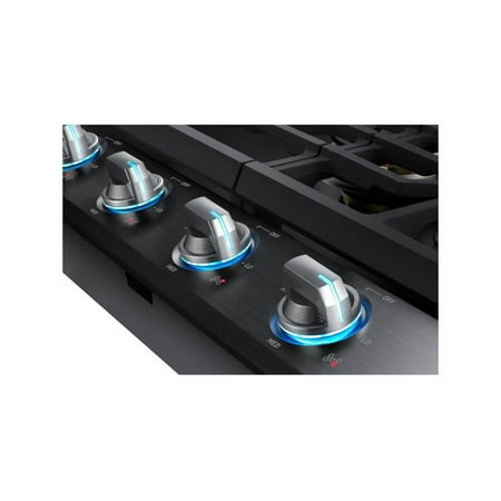 Samsung - 30" Built-In Gas Cooktop with WiFi and Dual Power Brass Burner - Black Stainless Steel