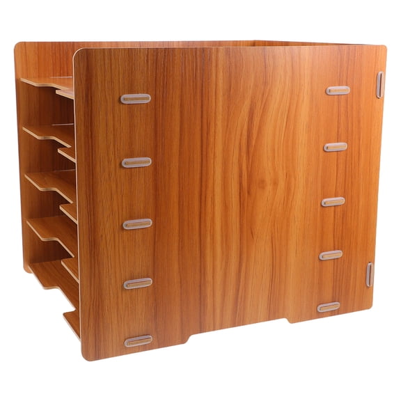 WRITWAA Paper Display Stand Envelope Organizer for Desk Brown Multi Layer Storage 1Pack 12.2*10.4*10.2in