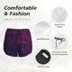 thumbnail image 4 of Balery Black Dark Blue Purple Pantalones cortos deportivos para mujer con forro y dos bolsillos, elásticos, para entrenamiento, gimnasio, yoga-Large, 4 of 7