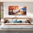 thumbnail image 3 of HFDF Autumn Scenery Canvas Wall Art Wall Decor Living Room,Abstract Wall Art Office Paintings Artwork Modern Abstract Village House Red Tree Pictures Art Prints Ready to Hang- 18x12inch Framed, 3 of 6