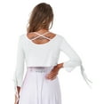 thumbnail image 2 of YONGHS Women's 3/4 Flare Sleeve Crop Top Crisscross Back Belly Dance Cardigan Blouse Wrap Top White One Size, 2 of 7
