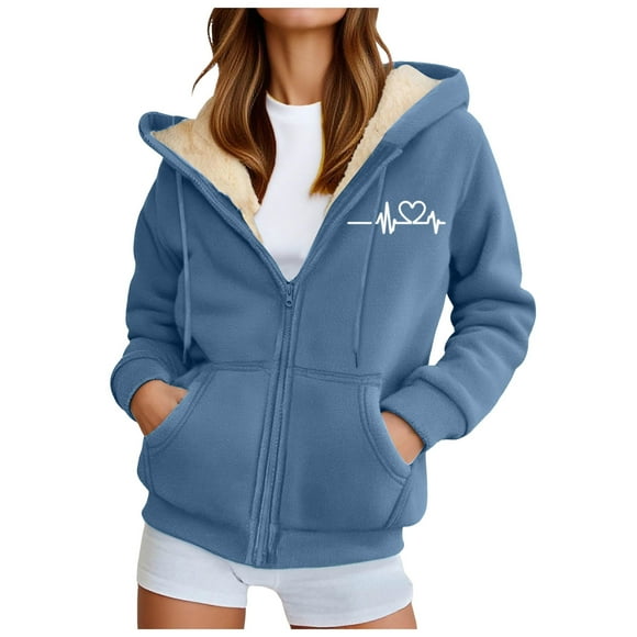 Ccpelsie Hoodies for Women Zip Up Hoodie Casual Long Sleeve Hooded Sweatshirts with Pockets Winter Fashion Sweatshirts(A01-Blue,XL)