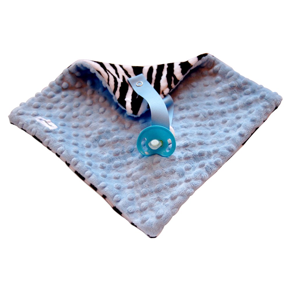 BB Emerald Blue Zebra Minky Baby Pacifier Blanket